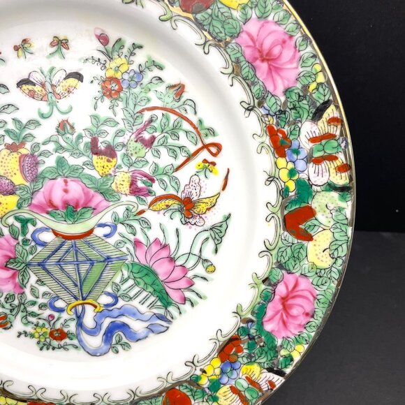 Vtg Maitland-Smith Hand Decorated Rose Lotus Medallion Plate 10.25” Hong Kong - Picture 7 of 9